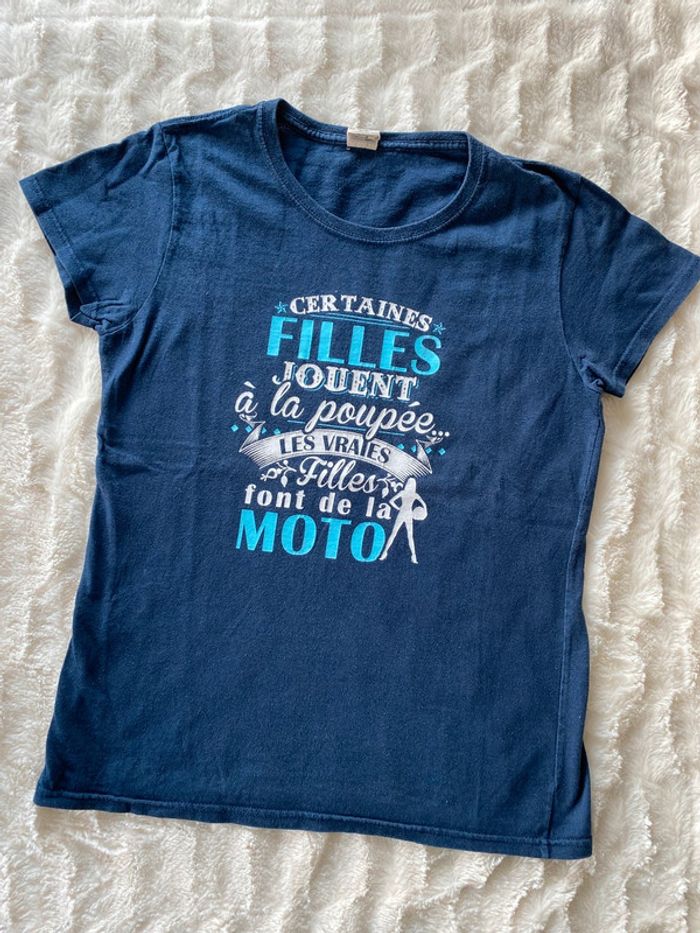 T-shirt bleu moto