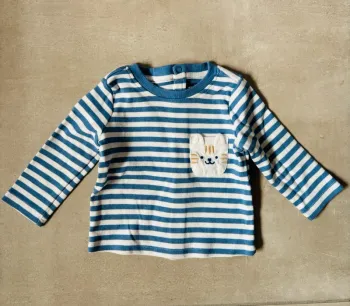 Magnifique t-shirt épais rayures motif chat bébé 6 mois Sergent Major neuf
