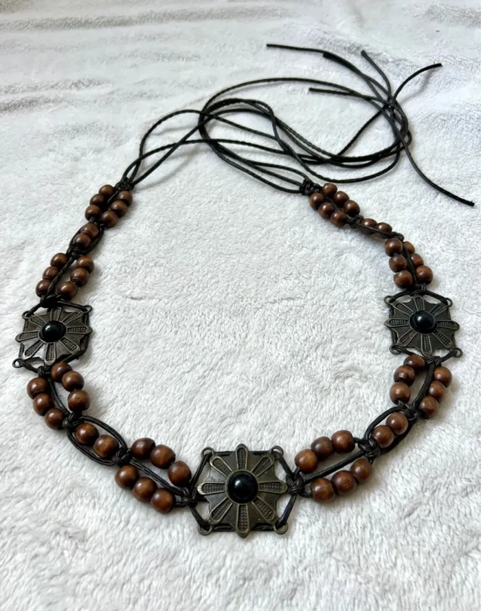 Ceinture de taille à nouer perles bijoux y2k Fairygrunge - Taille ajustable
