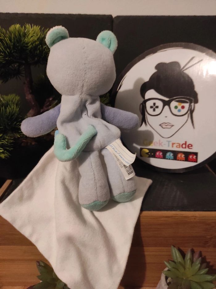 Doudou Knuffel Tigre Chat Bleu Sucre D Orge Cajou Mouchoir #geektradedoudou - photo numéro 3