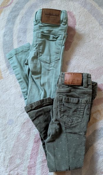 Lot 2 Pantalons Fille Vertbaudet 3 Ans (94 cm) - Vert d'eau & Velours Côtelé Kaki