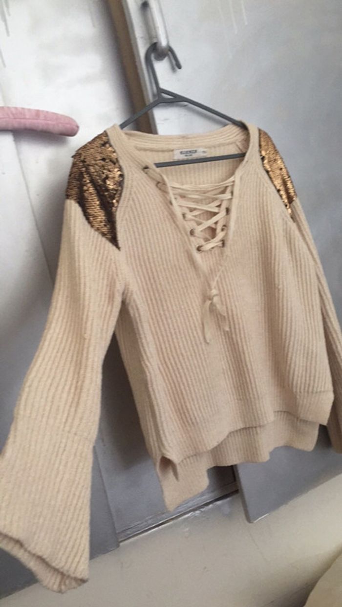 Pull en maille beige