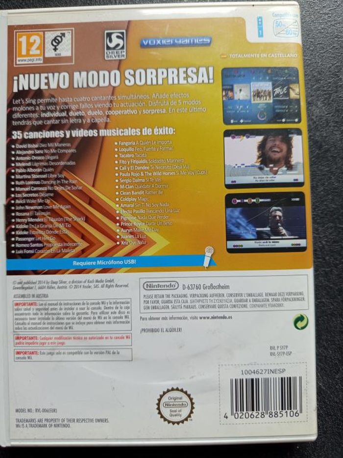 Nintendo - Wii - Let's sing 7 - Version Espagnole - photo numéro 2