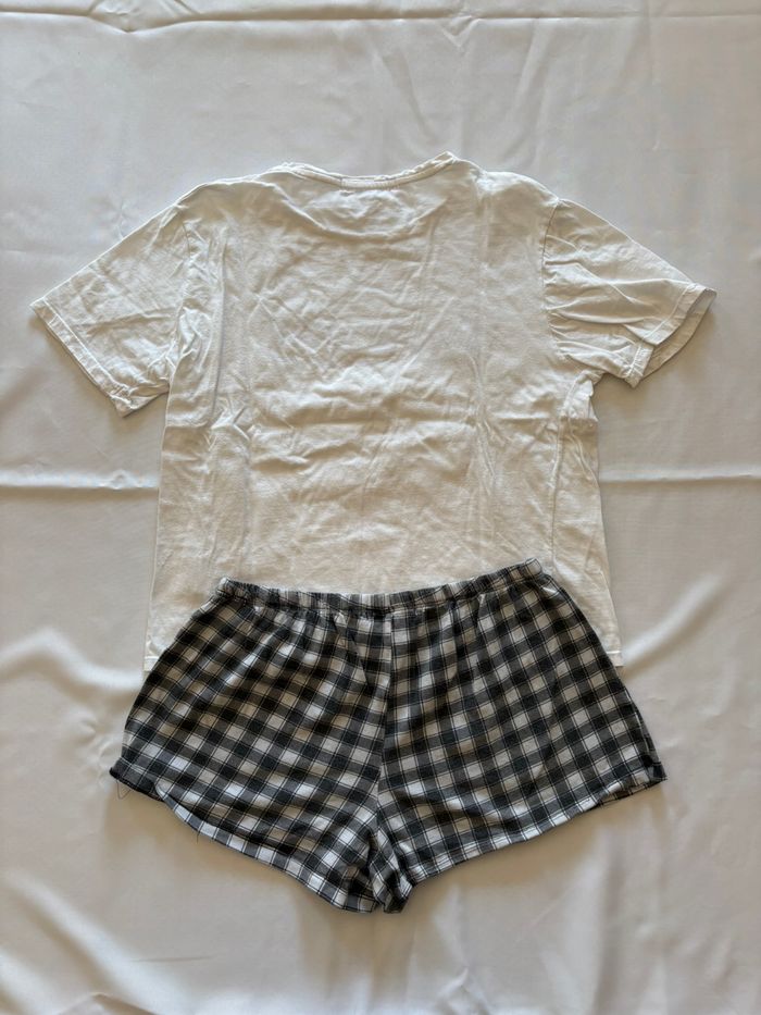 Ensemble pyjama t-shirt blanc et short à carreaux - Jennyfer - M/38 - photo numéro 2