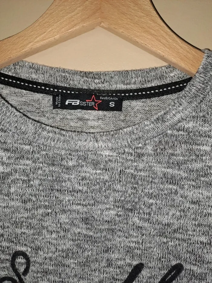 Joli pull tunique doux femme Fb Sister S gris moucheté évasé tbe - photo numéro 3