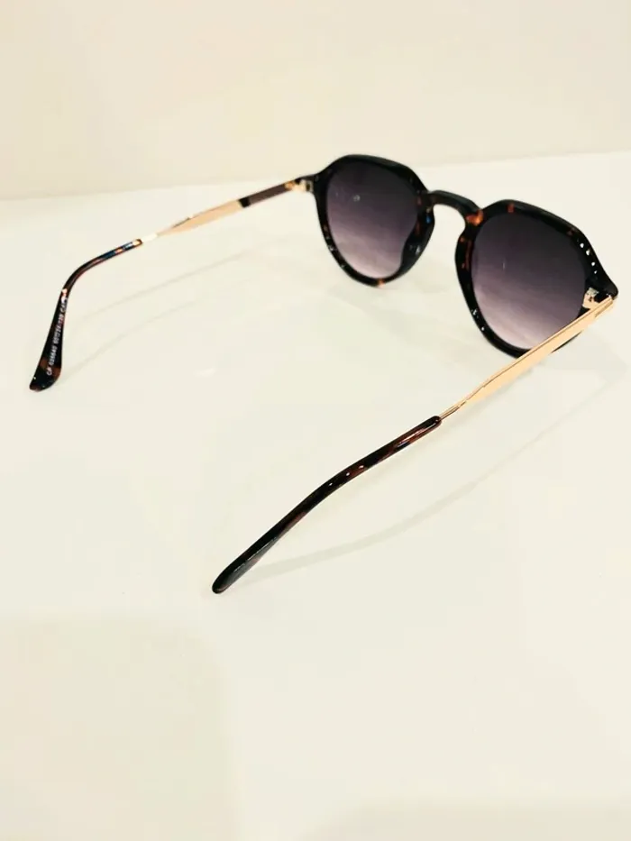 Lunette de soleil mixte marron léopard bras dorés uvprotection catégorie 3 - photo numéro 7