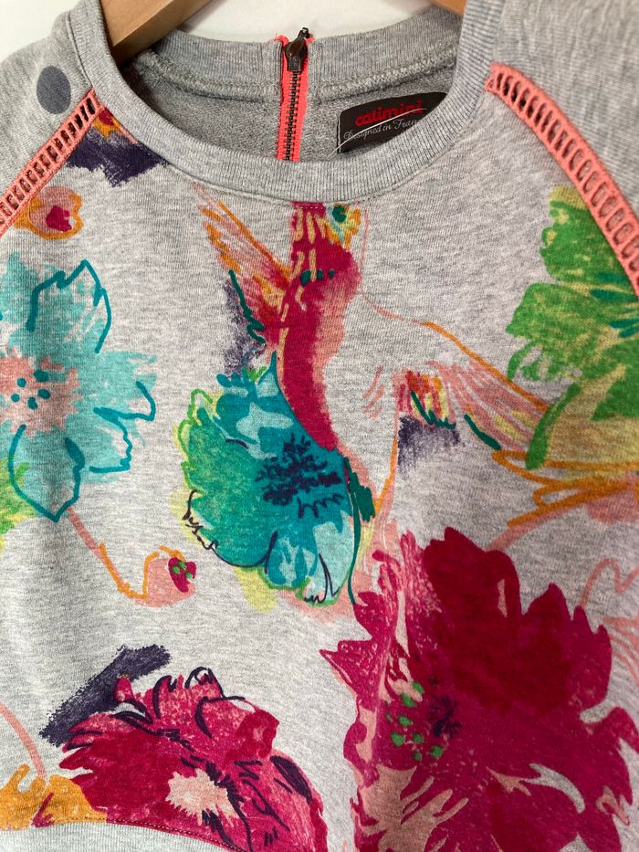 Sweat gris et fleurs Catimini 3 ans - photo numéro 3