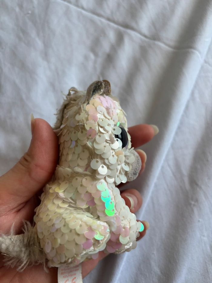 Porte clés peluche sequin blanc brillant Diamonds - photo numéro 6