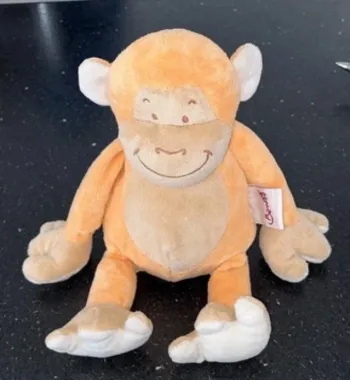 Peluche doudou, singe, Bengy orange beige