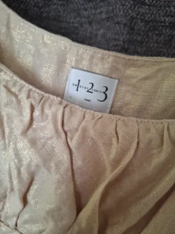 Magnifique robe 123 lin beige & doré taille 36