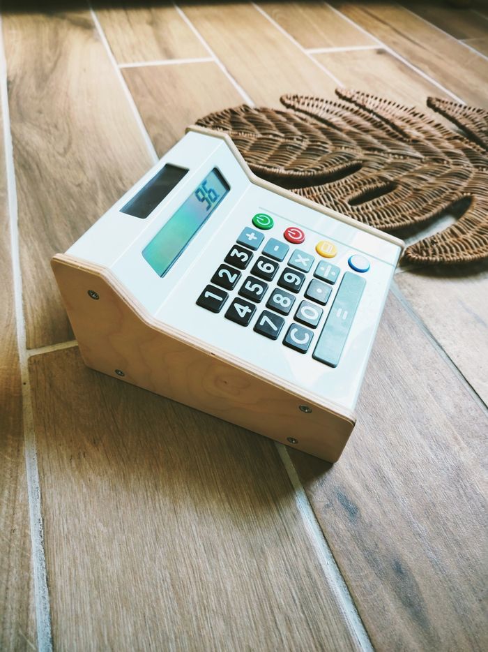 💵Dinette caisse enregistreuse calculatrice en bois avec argent - photo numéro 4