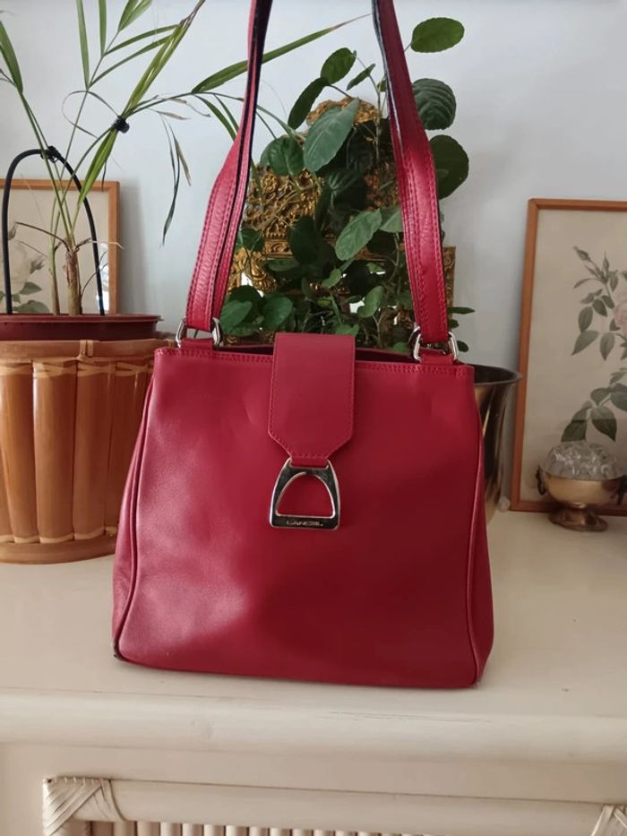 Sac Lancel cuir rouge vintage - photo numéro 3