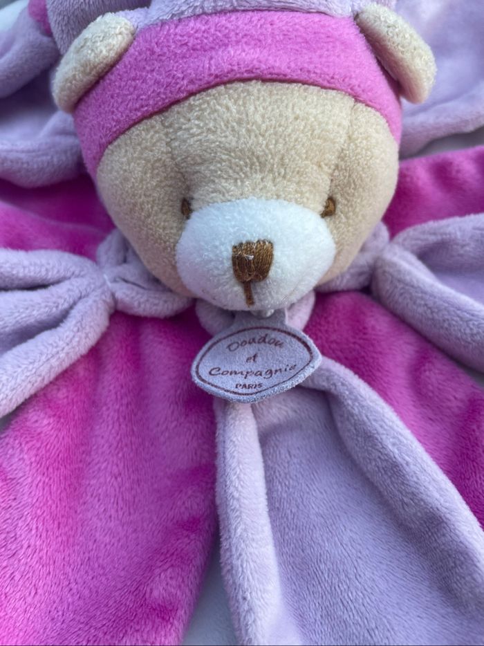 Doudou plat Ours pétale rose mauve Collector Doudou Et Compagnie - photo numéro 2