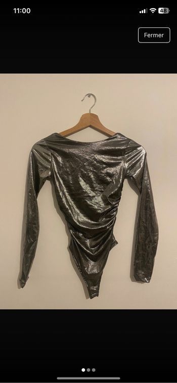 Body argenté manches longues