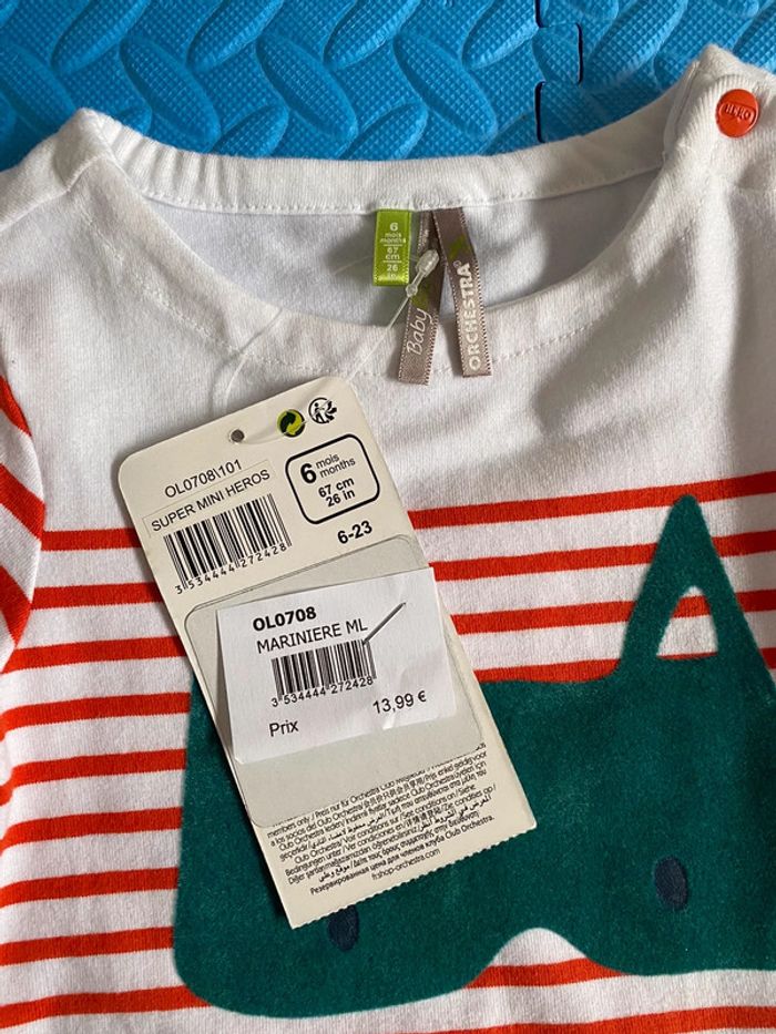 T-shirt marinière manches longues Orchestra Taille 6 mois - photo numéro 2