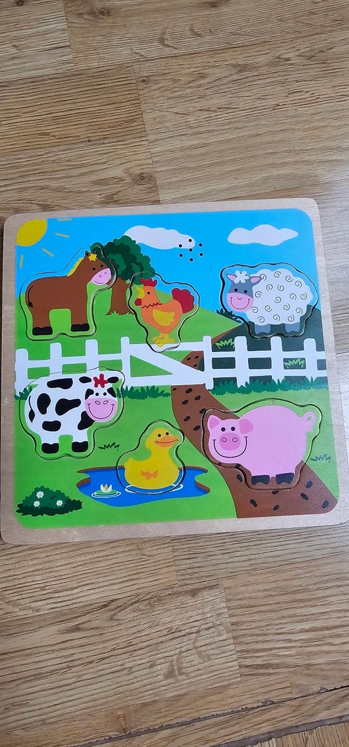 Puzzle bois + son pour enfant , animaux de la ferme