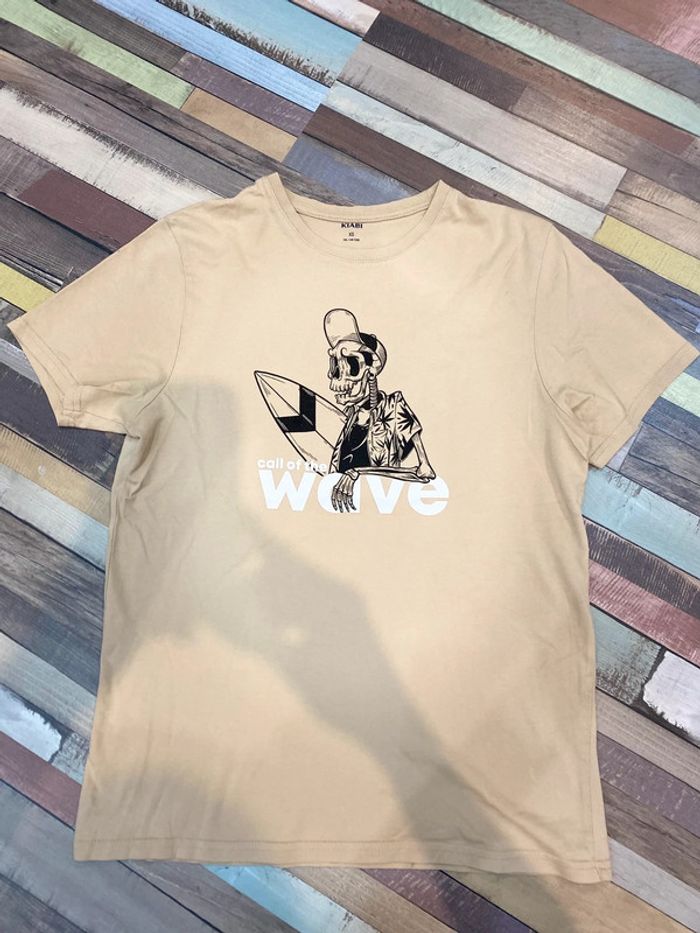TEE shirt beige surfeur tête de mort - photo numéro 2