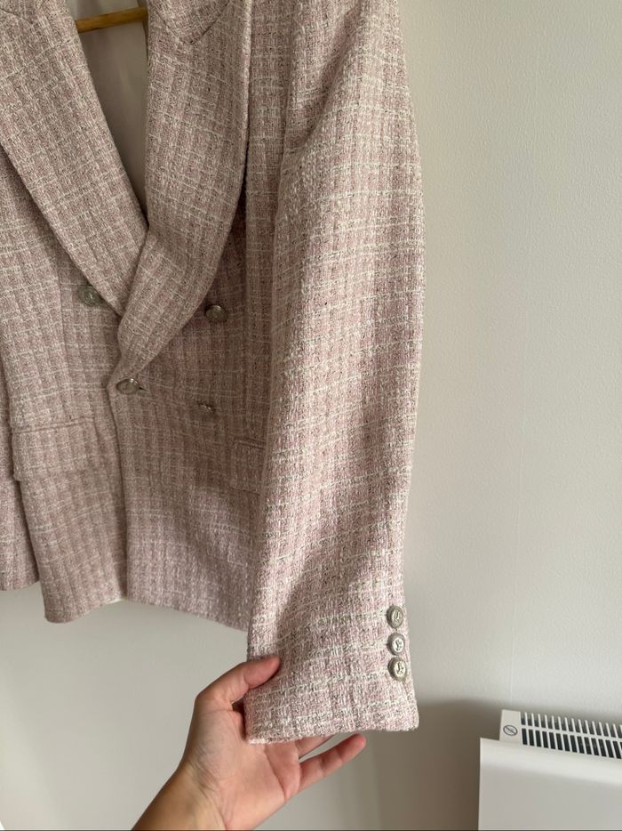 Blazer veste rose avec boutons argenté Zara taille 38 M - photo numéro 4