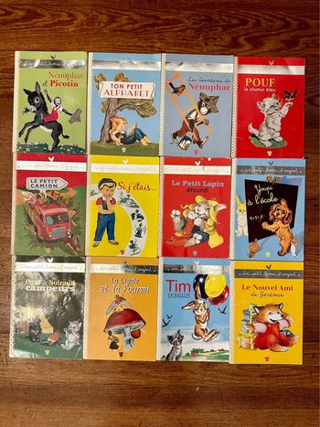 Lot de 12 petits livres d’argent anciens albums vintage Pierre Probst Caroline deux coqs d’or