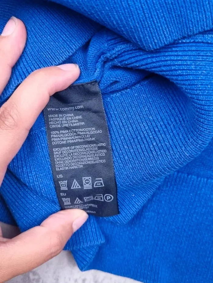 Pull col V Tommy Hilfiger bleu – Taille L Homme - photo numéro 6