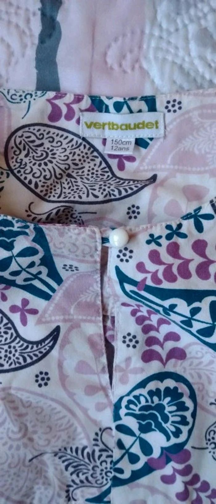 Tunique longue motif feuilles rose fille 12 ans vert baudet - photo numéro 6