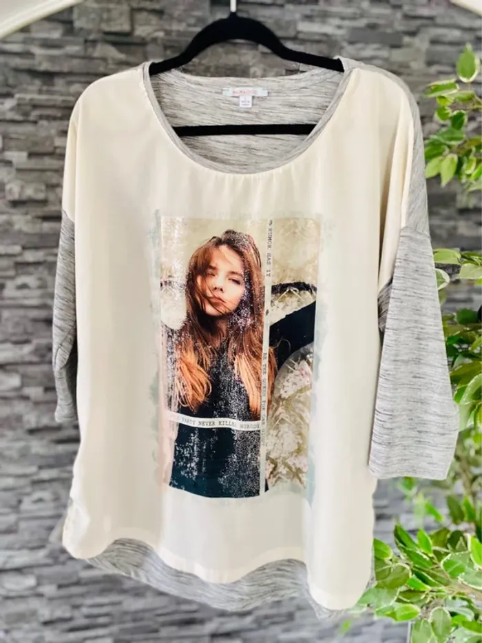 🩶🤍Sublime blouse fluide manches 3/4 M by Maiocci - Taille L🩶🤍 - photo numéro 2