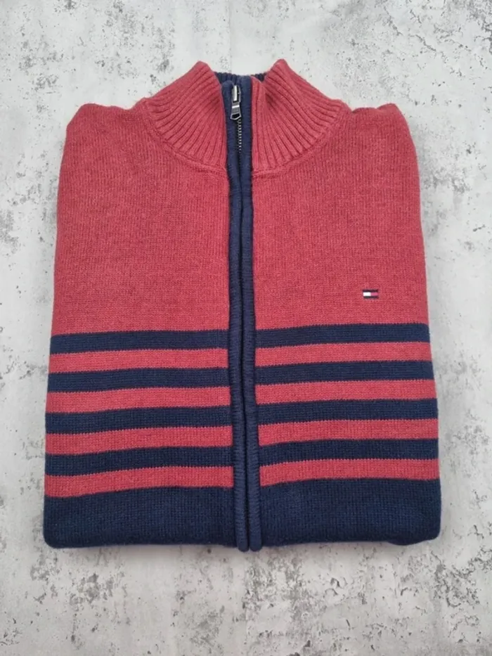 Veste zippée Tommy Hilfiger XL Hommes rouge & bleu marine (mesures en photos) - photo numéro 2
