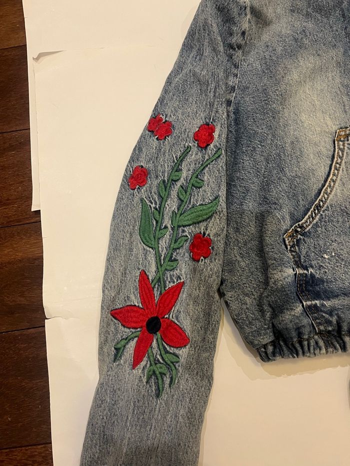 Veste en jean cropped resserrable moumoute perseption conception taille S/36 - photo numéro 4