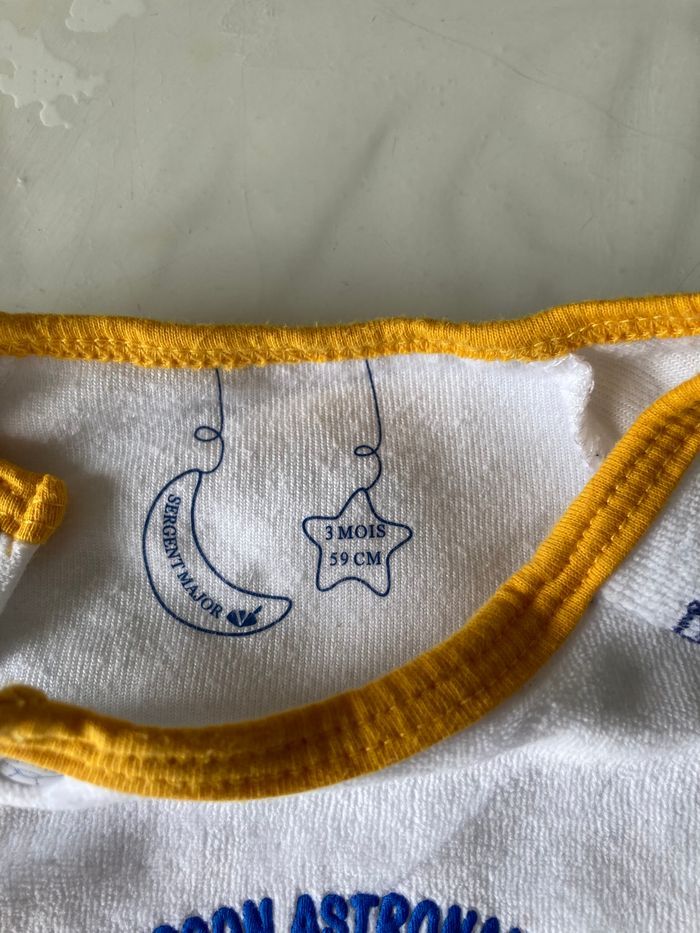 Pyjama velours Sergent Major blanc à motifs 3 mois - photo numéro 3