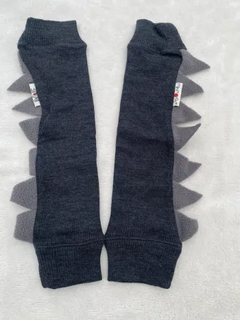 Jambières dino tubes arms and legs foggy neuf manymonths laine mérinos natural woollies