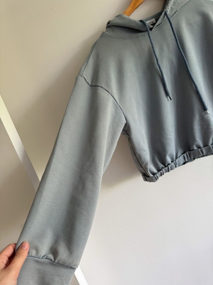 Sweat-shirt à capuche turquoise cosmoda taille 36 S 38 M - photo numéro 2