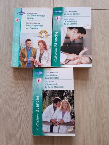 Lot de 3 romans Harlequin collection Blanche en bon état