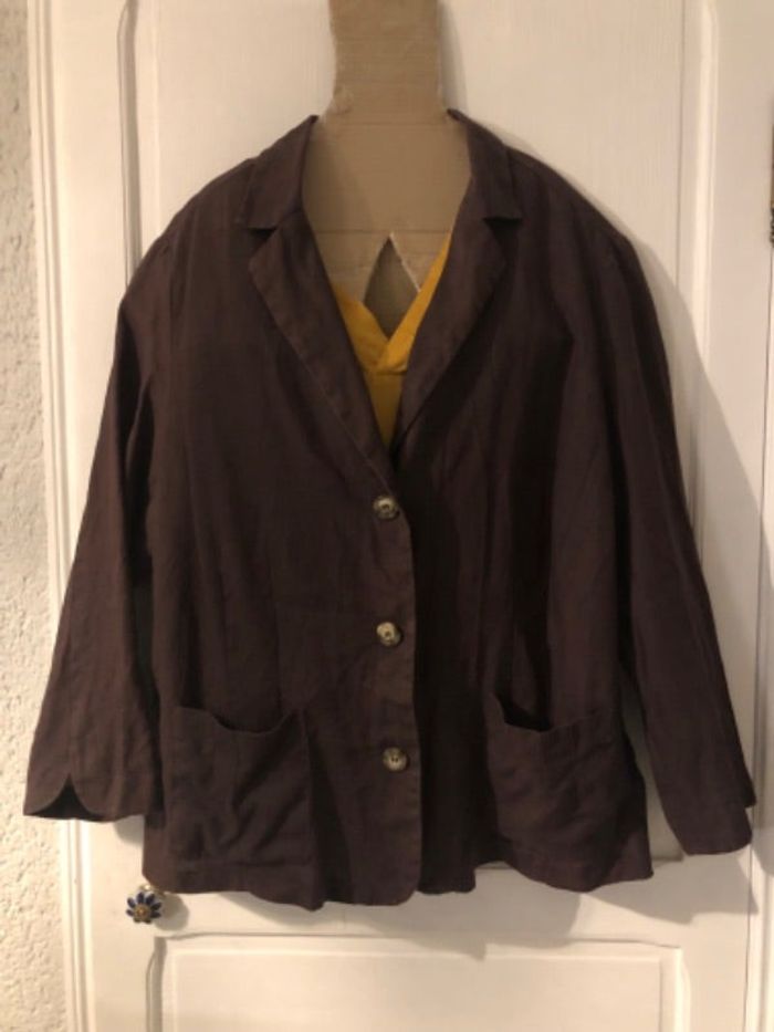 AN18- Veste/blazer 100% lin couleur chocolat T 50-52