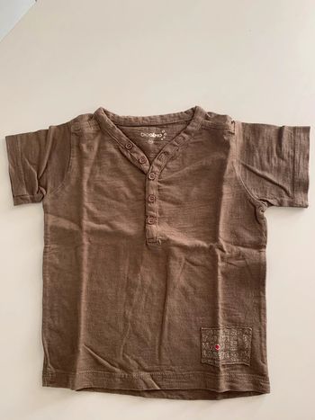 T-shirt manches courtes garçon marron col tunisien marque gémo taille trois ans