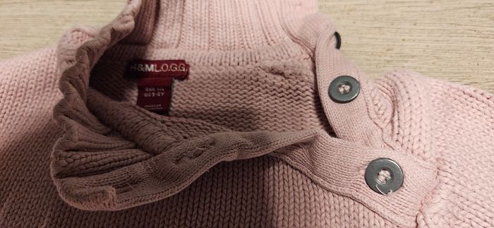 Pull rose clair, manches longues, col montant, LOGG, 5/6ans - photo numéro 2