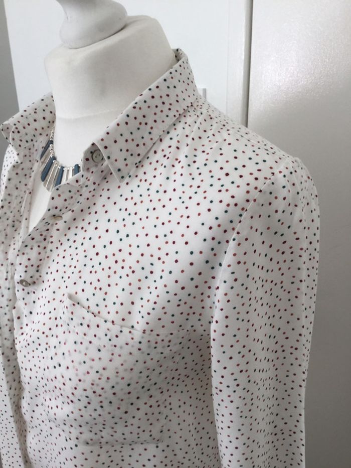 Jolie chemise blanche à pois multicolore - photo numéro 4
