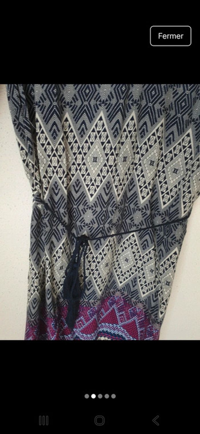 Robe manches 3/3 motifs ceinture mim - photo numéro 3