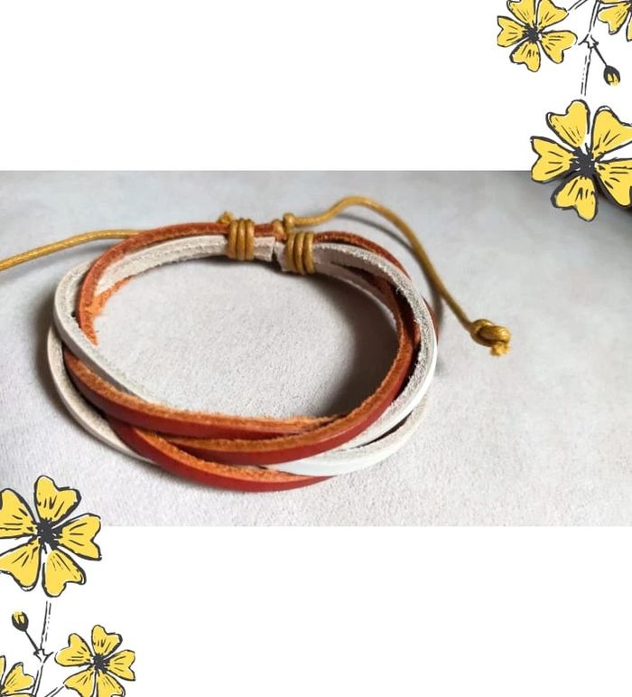 Bracelet en cuir tressé multicolore – Tons chauds et naturels - photo numéro 2