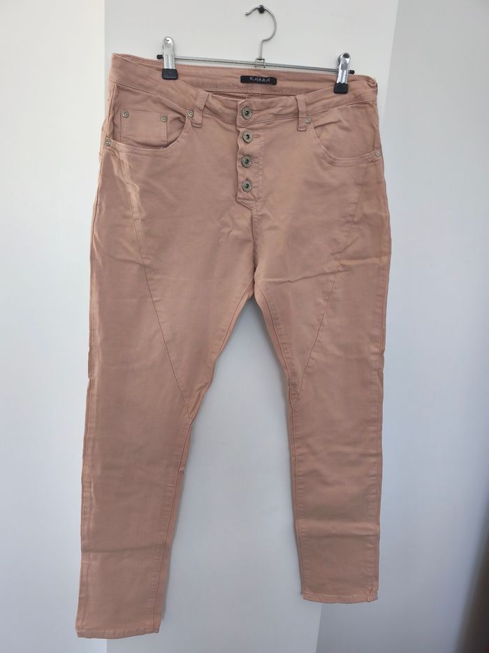 Jean taille haute couleur vieux rose - photo numéro 2