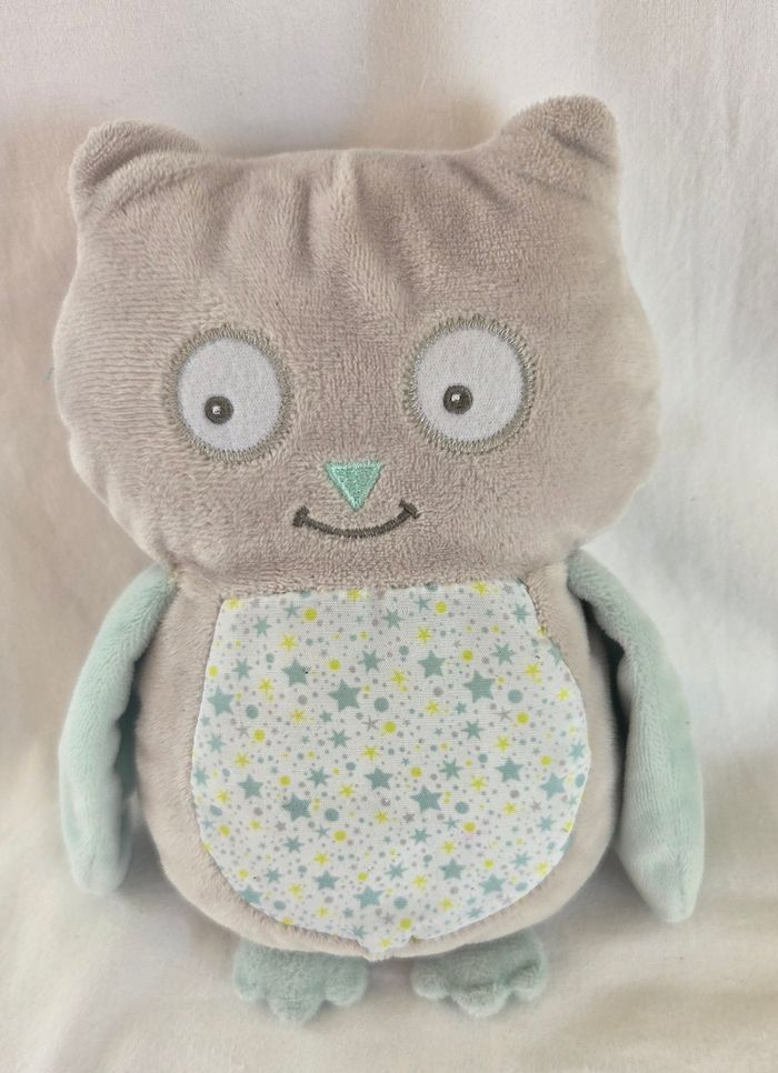Doudou peluche Hibou / chouette gris et bleu - Arthur et Lola