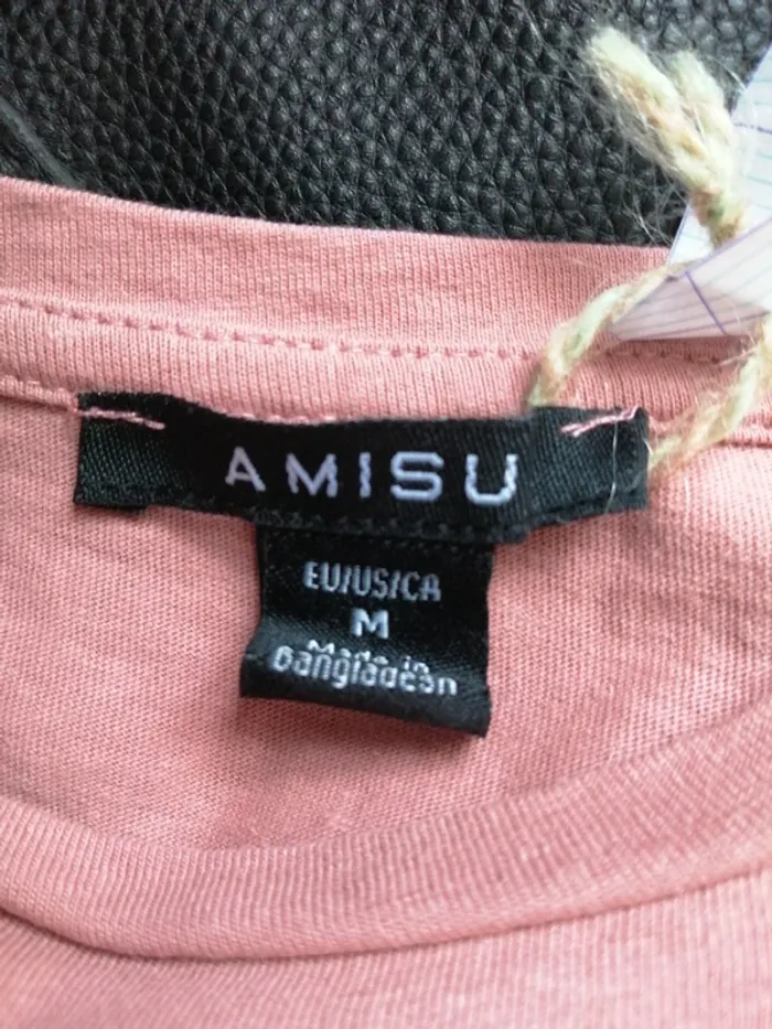 Tee-shirt vieux rose à message women / amisu / (M) - photo numéro 5