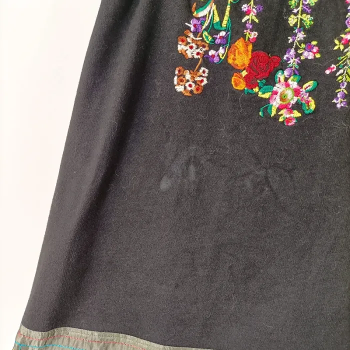 Jupe Desigual noire brodée - Taille L - Style bohème chic A597 - photo numéro 8