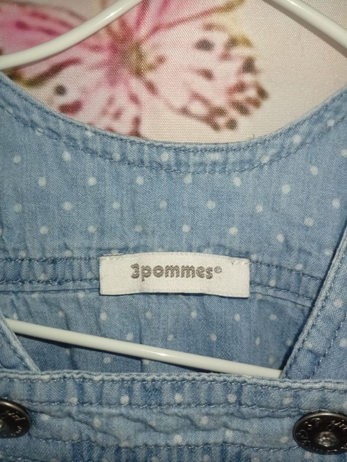 Robe fille 3 pommes bleu ciel talle 1 mois / 56 cm - photo numéro 2