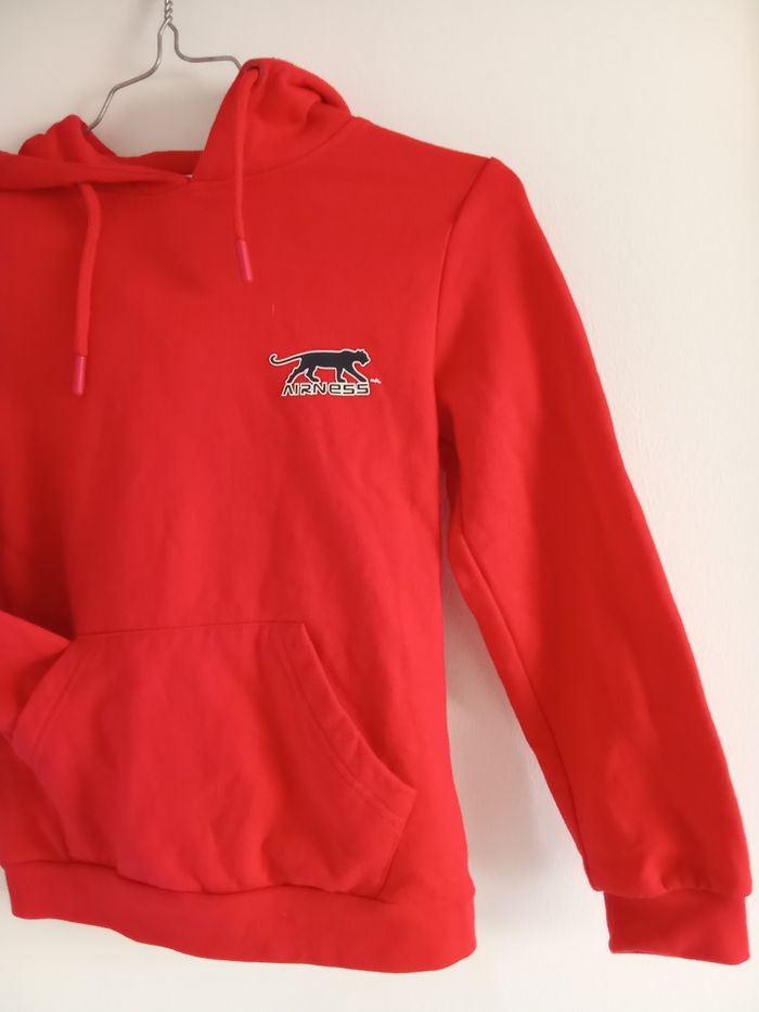 Sweat à capuche rouge garçon sport marque Airness en 8 ans, hiver - photo numéro 3