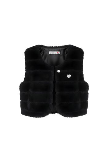 Gilet sans manches noir en fausse fourrure – effet peluche / moumoute – chic & chaud