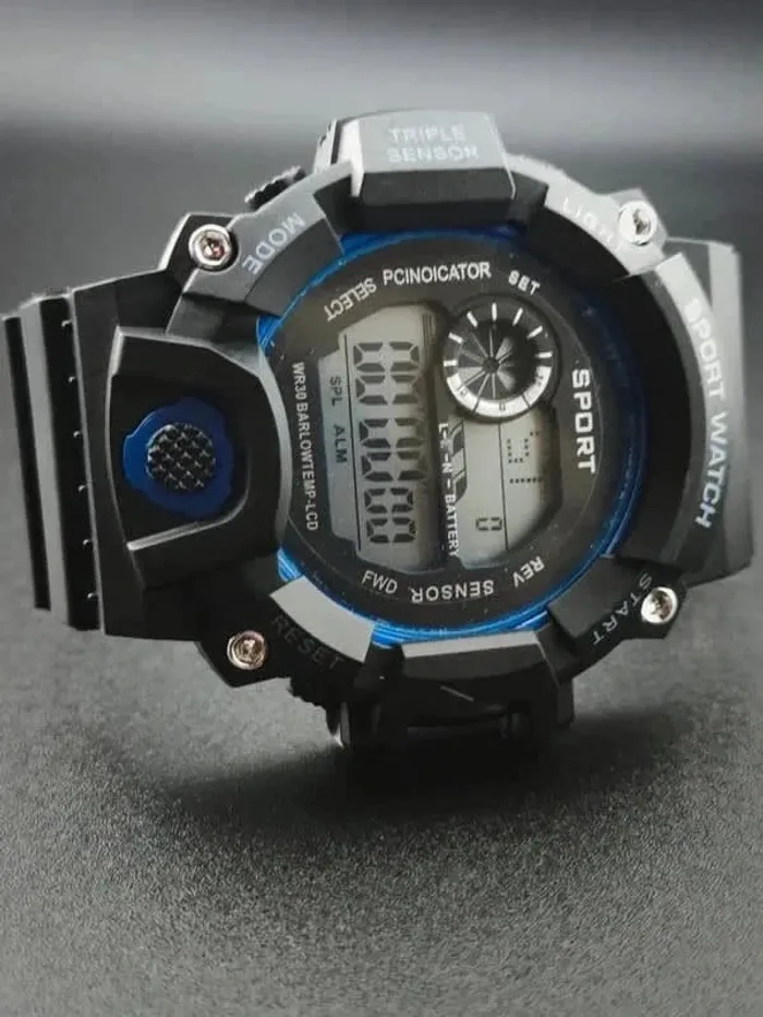 Montre bleue & noire, digitale, multifonctions - photo numéro 2