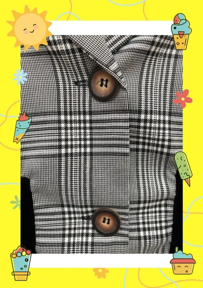 Blazer à carreaux avec boutons S 36 simplee shein - photo numéro 5