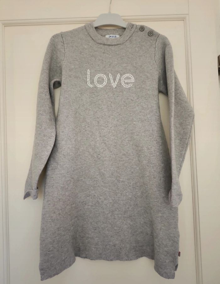 Robe pull fourrée Okaidi 10 ans gris neuve