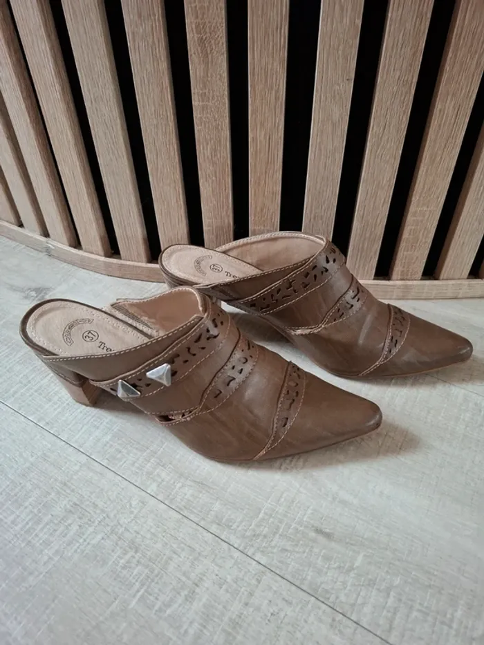 Sabots cuir Trendstyle marrons T 37 - photo numéro 7