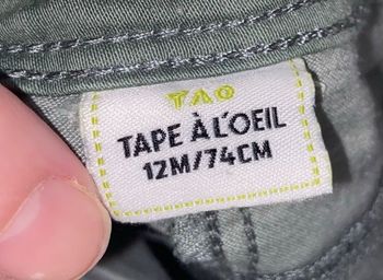 Jean kaki slim tape à l’œil 12 mois